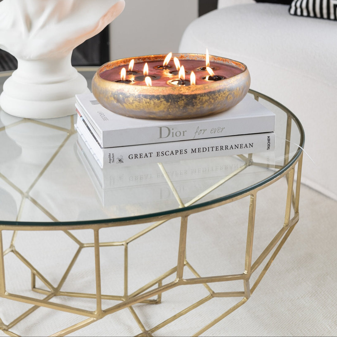 Couchtisch Moza Metall/Glas Gold J-Line