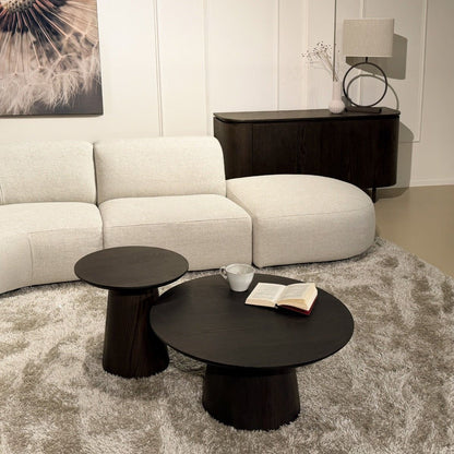 Salontafel Novero espresso Ø50cm in een woonkamer