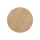 Bovenaanzicht van het eikenhouten blad van de salontafel Novero naturel
