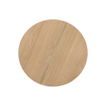 Bovenaanzicht van het eikenhouten blad van de salontafel Novero naturel