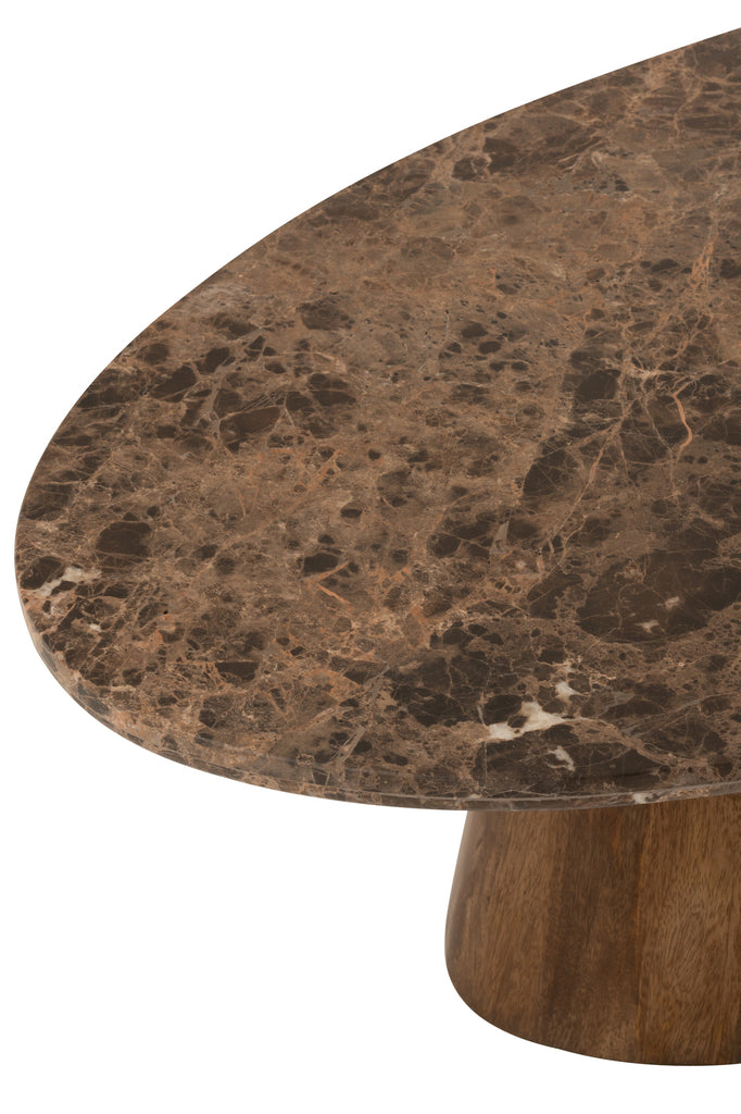 Salontafel Ovaal Marmer/Mangohout Bruin - Salontafel - J-Line - livinglovely.nl
