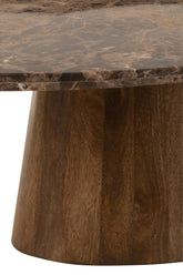 Salontafel Ovaal Marmer/Mangohout Bruin - Salontafel - J-Line - livinglovely.nl