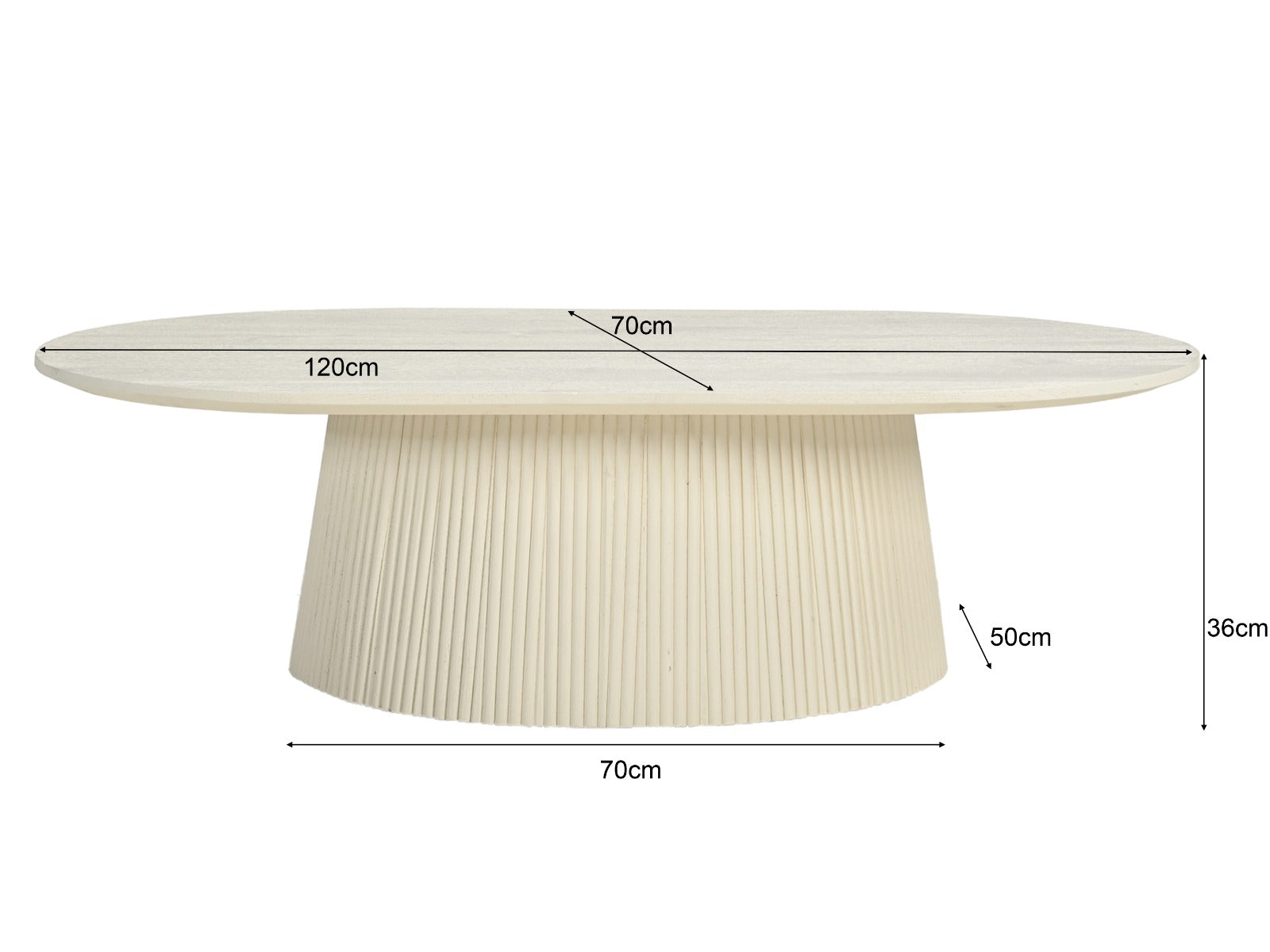 Livingfurn Patrice salontafel 120cm, Patou, crèmewit afgewerkt mangohout