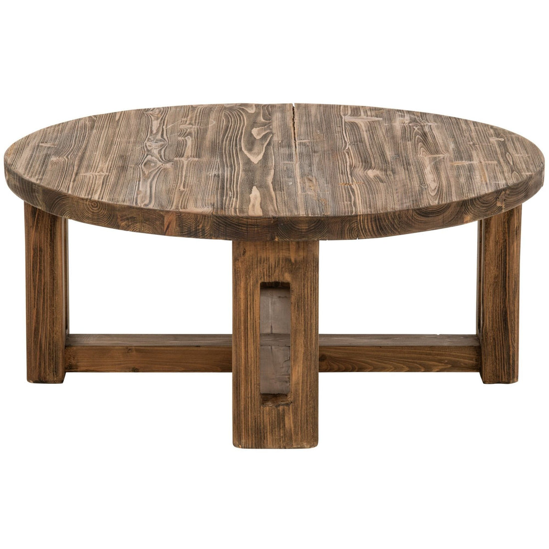 Salontafel Rond Gerecycled Hout Bruin J-Line