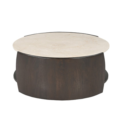 Salontafel Rune Botticino Marmer 80cm van Starfurn voor een loungebank in de woonkamer
