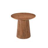 Salvator salontafel Pecan schuin van boven gezien met rond mangohouten blad