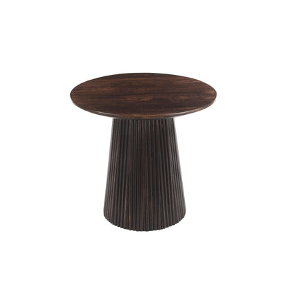Salvator salontafel Walnut schuin van boven gezien met rond blad