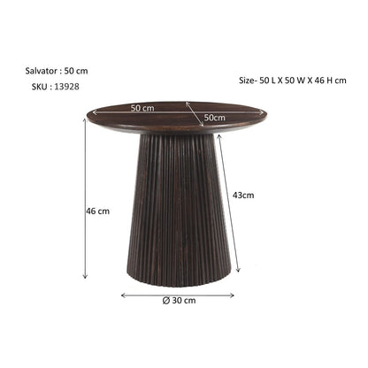 Maatschets van de Salvator salontafel met 50 cm doorsnee en 46 cm hoogte
