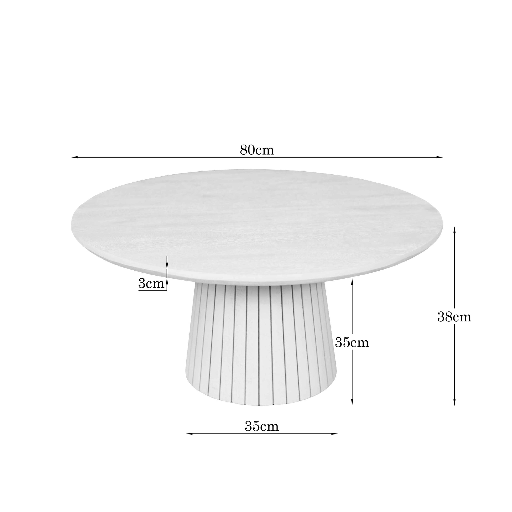Bruine ronde salontafel Solana 80 cm bij een loungebank in een moderne woonkamer