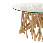 Salontafel Takken Teak Hout Naturel/Glas - Salontafel - J-Line - livinglovely.nl