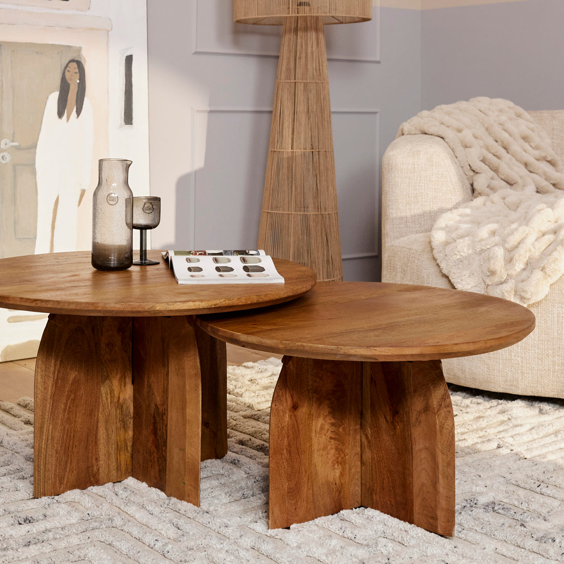 Ronde salontafel Tense van Starfurn in mangohout, 80 cm doorsnede