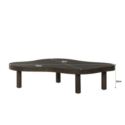 Maatschets van de Tobago salontafel met afmetingen 135 bij 82 bij 32 cm