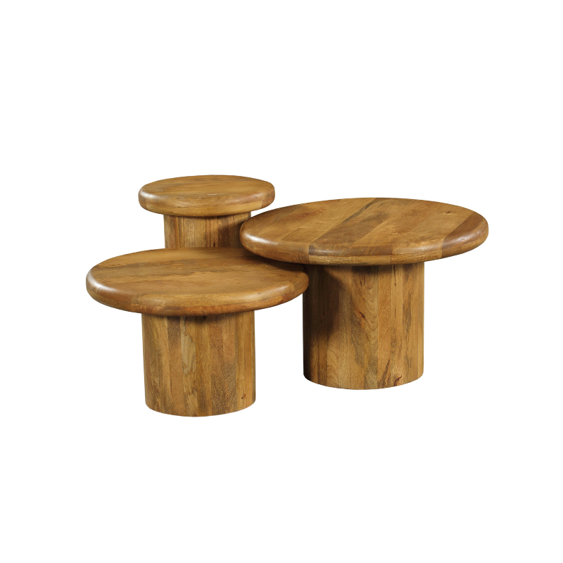 Salontafel Maya van Starfurn, het kleine naturel mangohouten tafeltje met een diameter van 40 cm