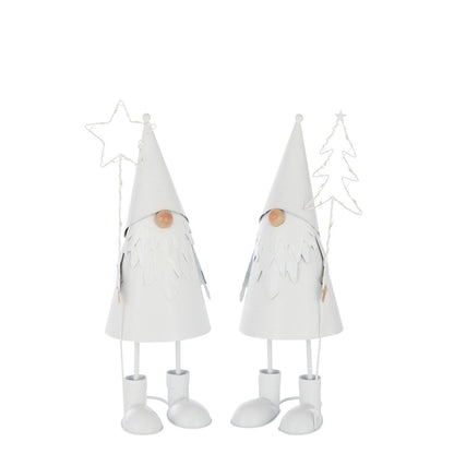Santa Claus Led Star + Tree Metal White Small Assortment Of 2 - - J-Line - livinglovely.nl