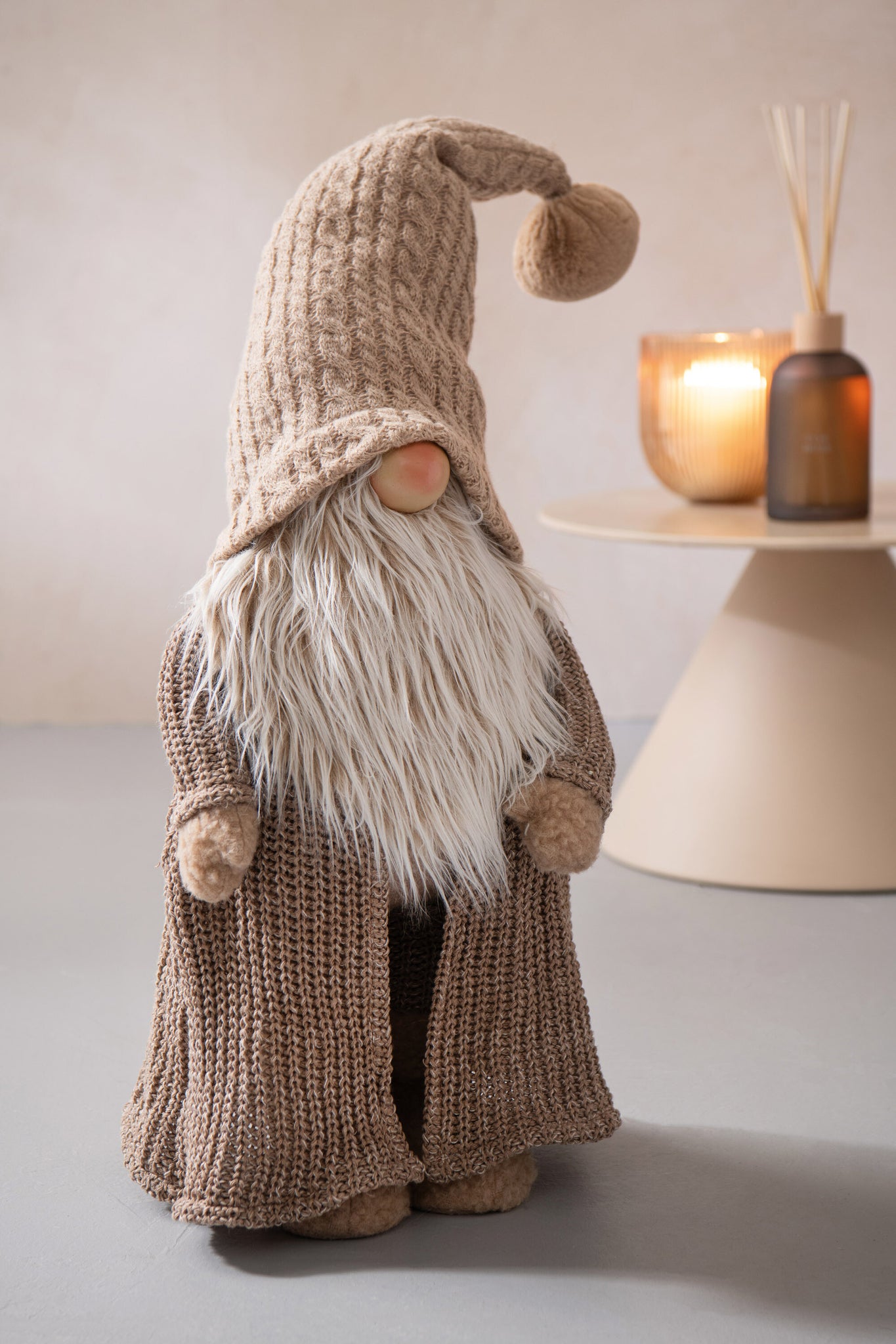 Santa Claus Winter Sweater Polyester Taupe/Off-White - - J-Line - livinglovely.nl