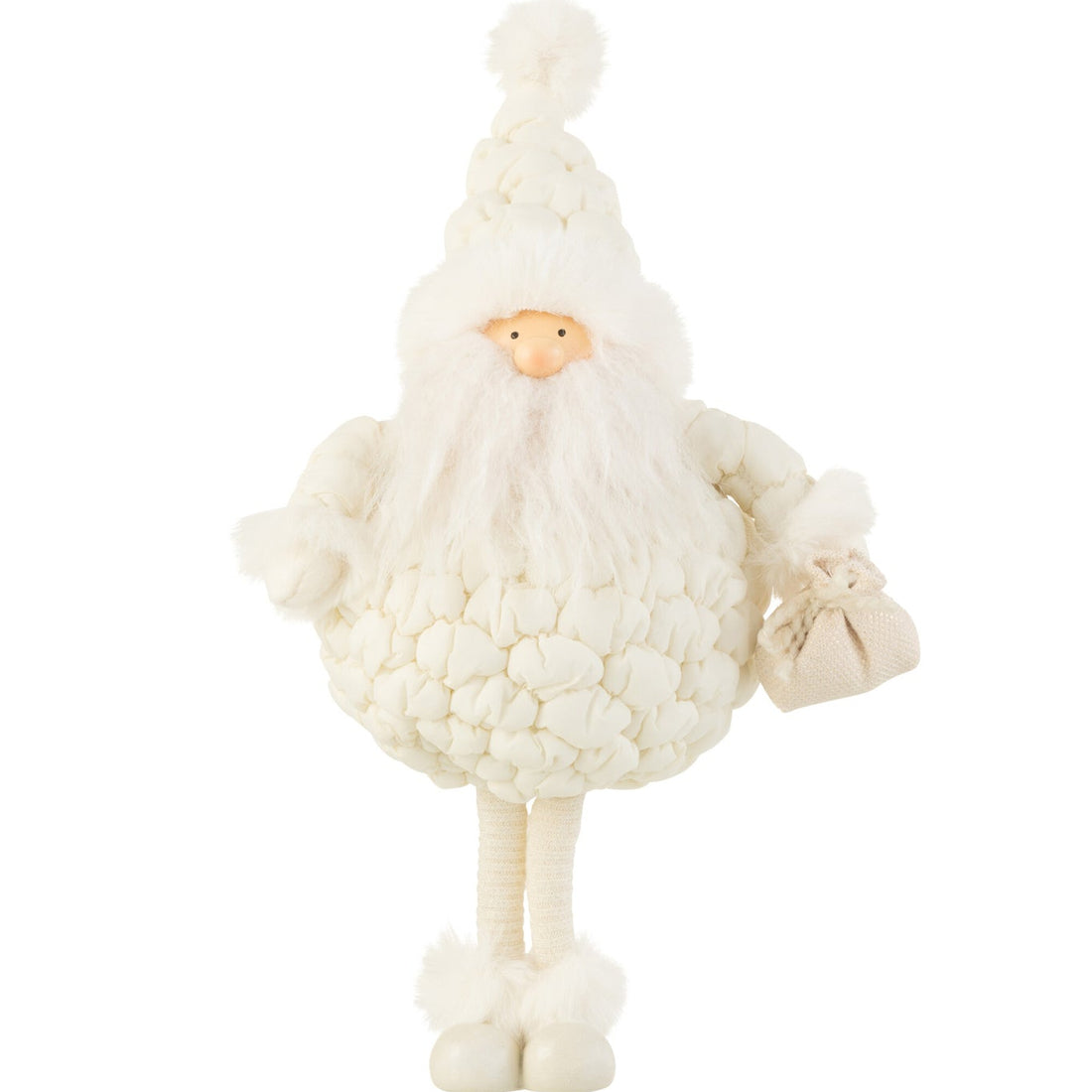 Santa Gift Bag Textile White Small - - J-Line - livinglovely.nl