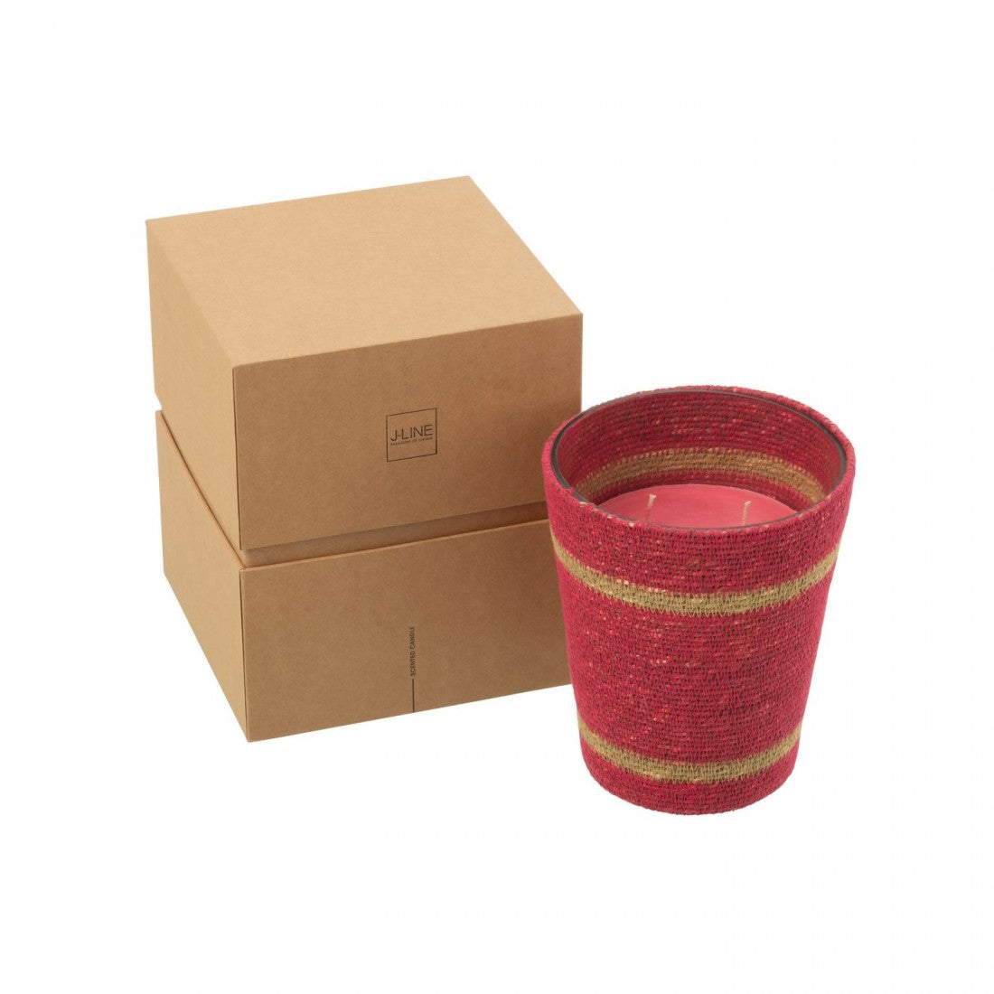 Scented Candle Basket Wax Fuchsia Large-75Hours - Geurkaars - J-Line - livinglovely.nl