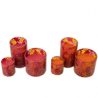 Scented Candle Flower Mosaic Wax Large Set van 2-75Hours - Geurkaars - J-Line - livinglovely.nl