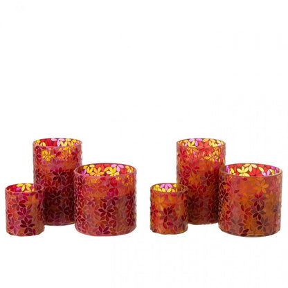 Scented Candle Flower Mosaic Wax Large Set van 2-75Hours - Geurkaars - J-Line - livinglovely.nl