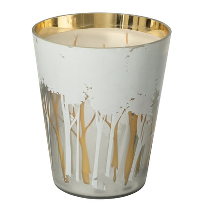 Scented Candle Noa Forest Soya White/Gold Colored Large-95H - - J-Line - livinglovely.nl