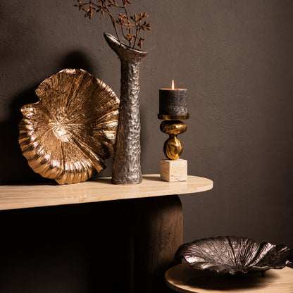 Schaal Losh BrownGold Alu Wavy Leaf Ovaal PTMD - Schaal - PTMD - livinglovely.nl