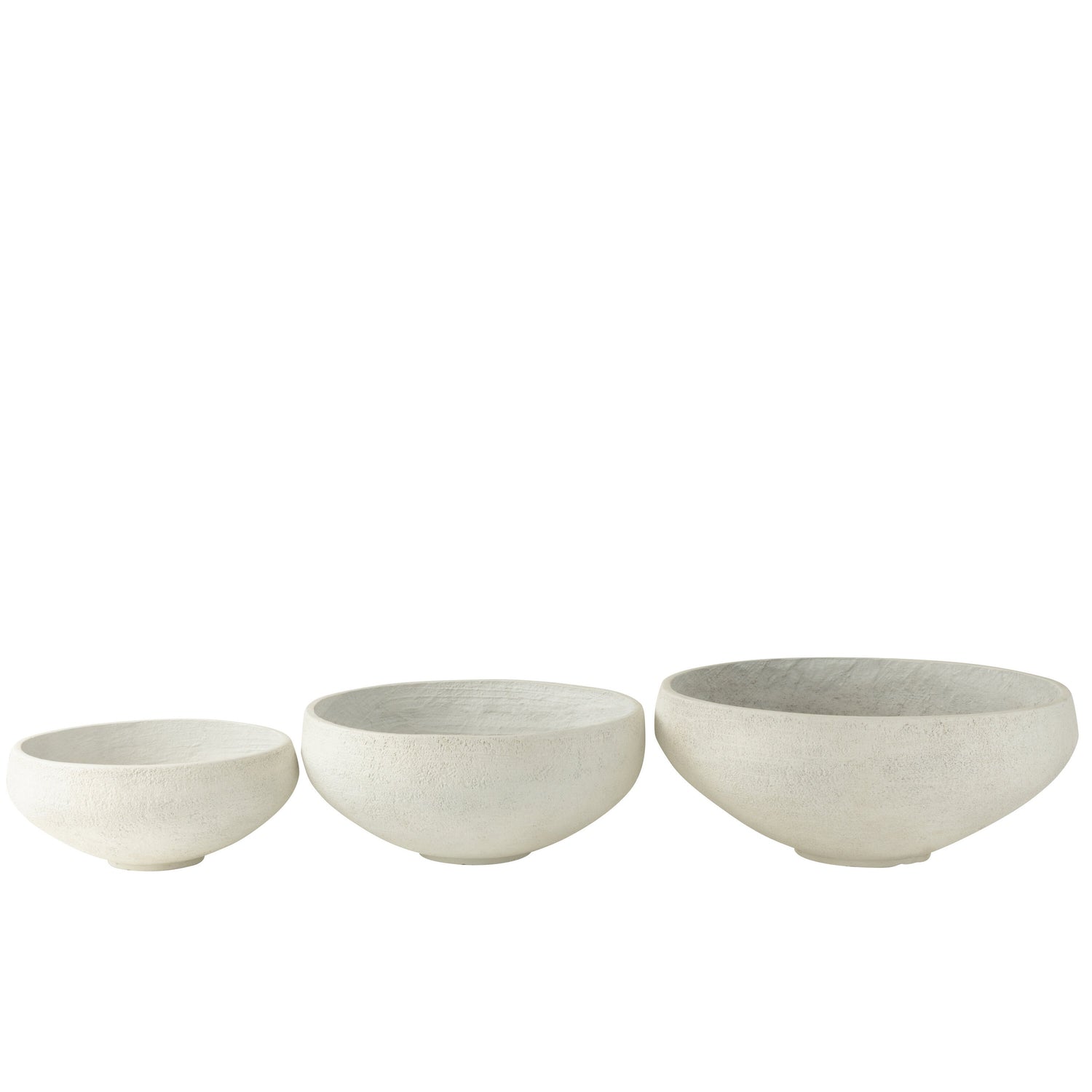Schaal Vezelklei Wit Set van 3 - Pot - J-Line - livinglovely.nl