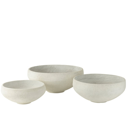 Schaal Vezelklei Wit Set van 3 - Pot - J-Line - livinglovely.nl