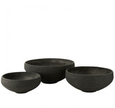 Schaal Vezelklei Zwart Set van 3 - Pot - J-Line - livinglovely.nl