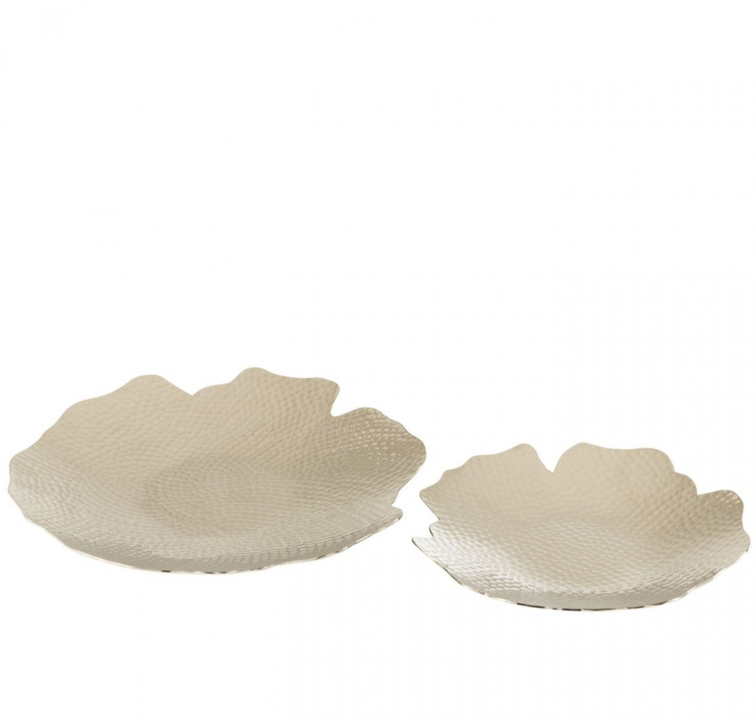 Schalen Aluminium Zilver Set van 2 - Schaal - J-Line - livinglovely.nl