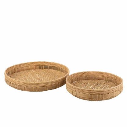 Schalen Rond Rotan Naturel Set van 2 - Schaal - J-Line - livinglovely.nl