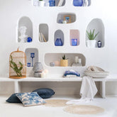 Schalen Rond Rotan Wit Set van 2 - Schaal - J-Line - livinglovely.nl