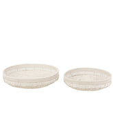 Schalen Rond Rotan Wit Set van 2 - Schaal - J-Line - livinglovely.nl