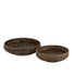 Schalen Rond Rotan Zwart Set van 2 - Schaal - J-Line - livinglovely.nl