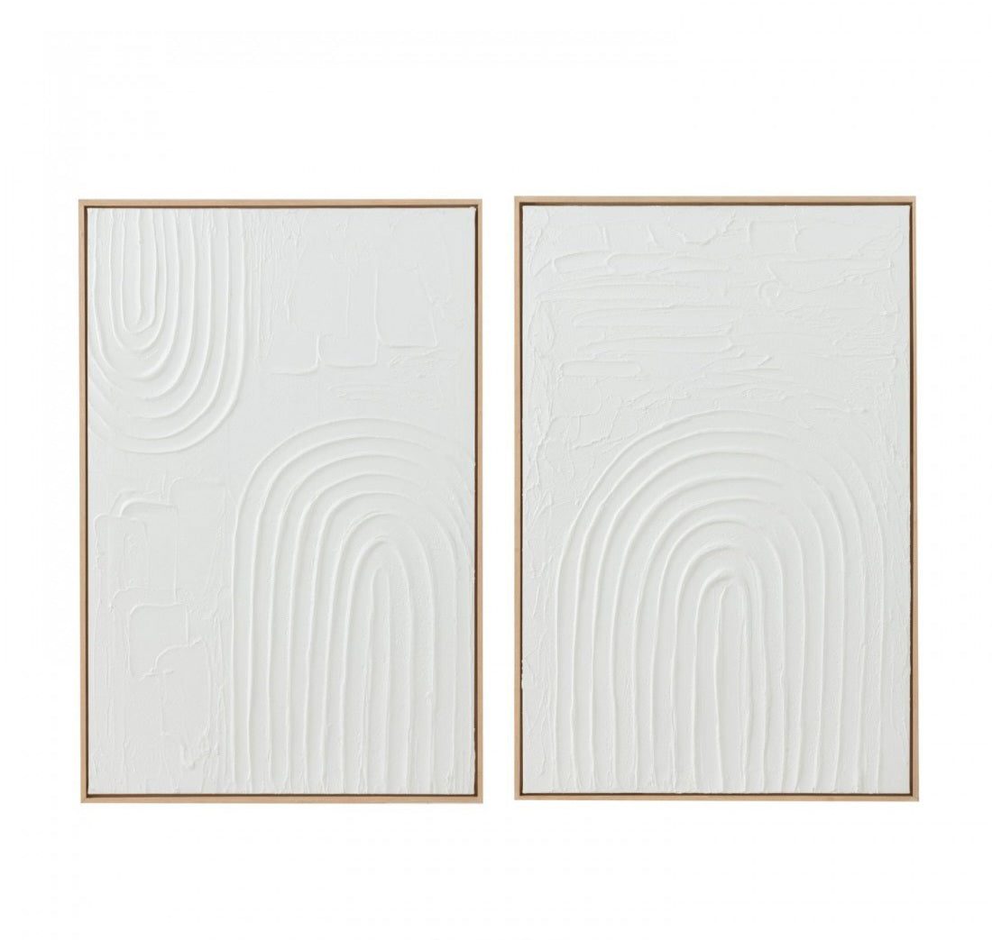 Schilderij Elise Canvas Wit Set van 2 - Schilderij - J-Line - livinglovely.nl