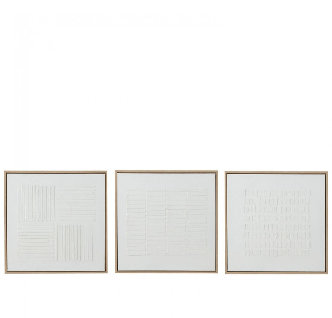 Schilderij Lines Canvas Wit Set van 3 - Schilderij - J-Line - livinglovely.nl