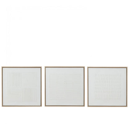 Schilderij Lines Canvas Wit Set van 3 - Schilderij - J-Line - livinglovely.nl