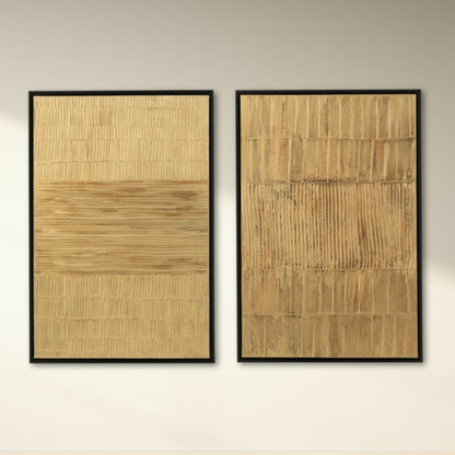 Malerei Streifen Holz/Leinwand Schwarz/Gold Set von zwei - Malerei - J-Line - livinglovely.de