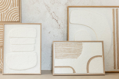Gemälde Thibault Papier Weiß/Beige - Gemälde - J-Line - livinglovely.de