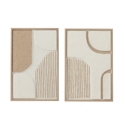 Malerei Formen Papier Weiß/Beige 2er-Set - Malerei - J-Line - livinglovely.de