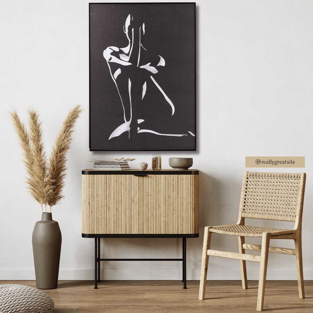 Schilderij Vrouw Canvas/Hout Wit/Zwart - J-Line - Schilderij - J-Line - livinglovely.nl
