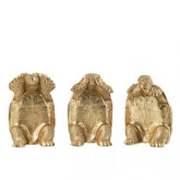 Schildpad Zien/Horen/Zwijgen Resin Goud Set van 3 - Beeld - J-Line - livinglovely.nl