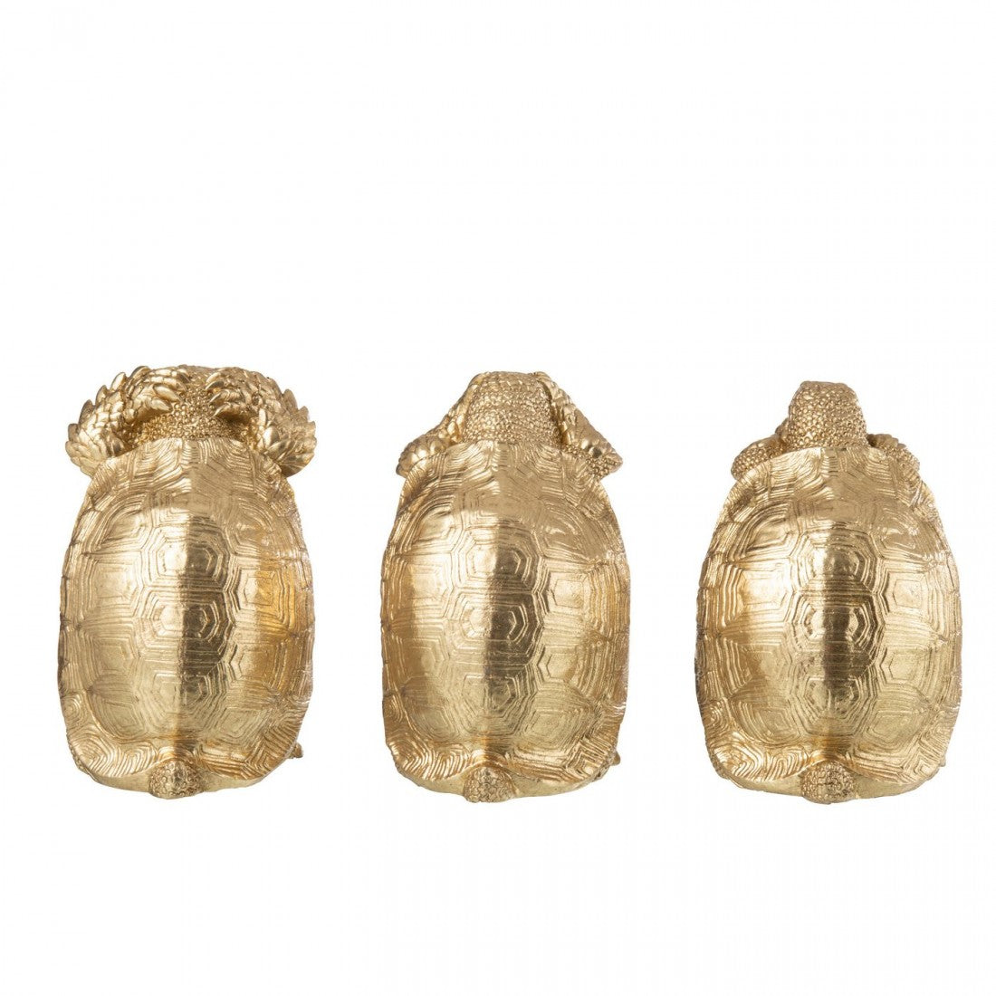 Schildpad Zien/Horen/Zwijgen Resin Goud Set van 3 - Beeld - J-Line - livinglovely.nl