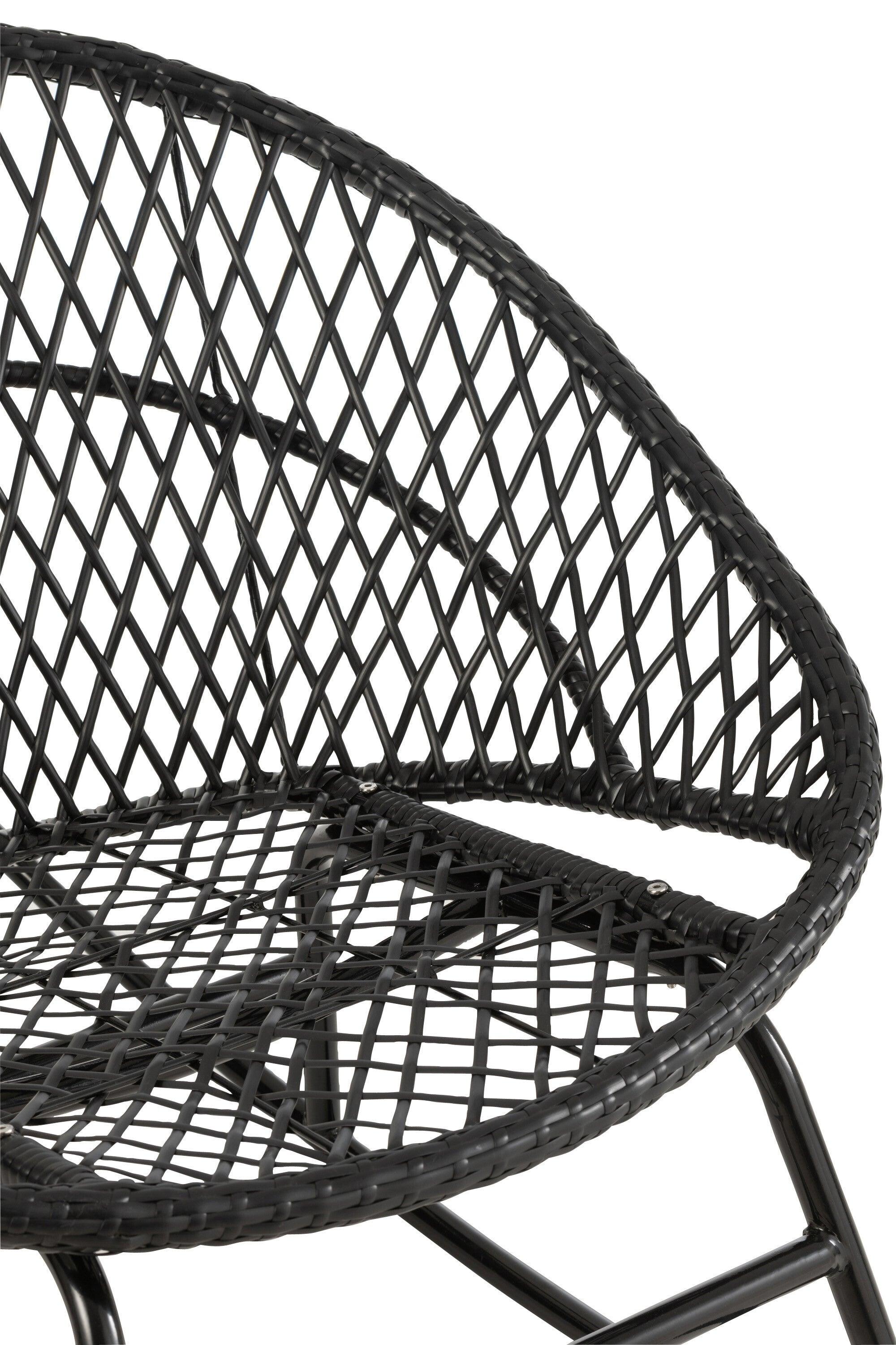 Schommelstoel + Kussen Zayo Metaal/Riet Zwart - Fauteuil - J-Line - livinglovely.nl