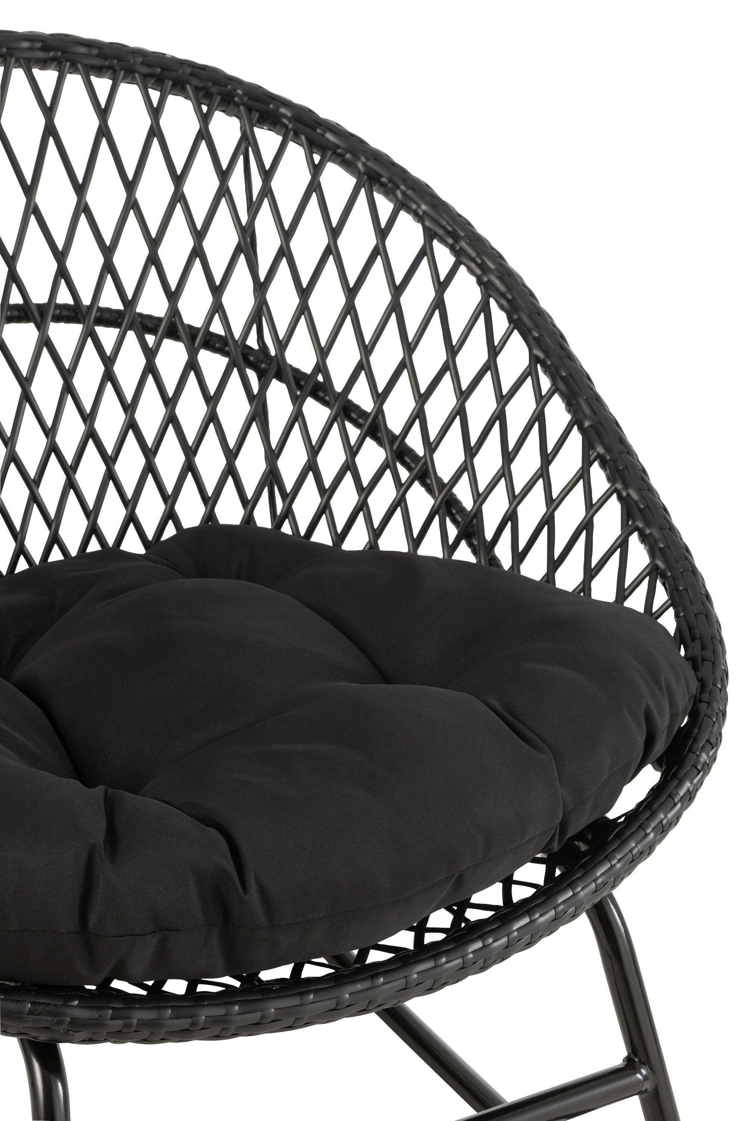 Schommelstoel + Kussen Zayo Metaal/Riet Zwart - Fauteuil - J-Line - livinglovely.nl