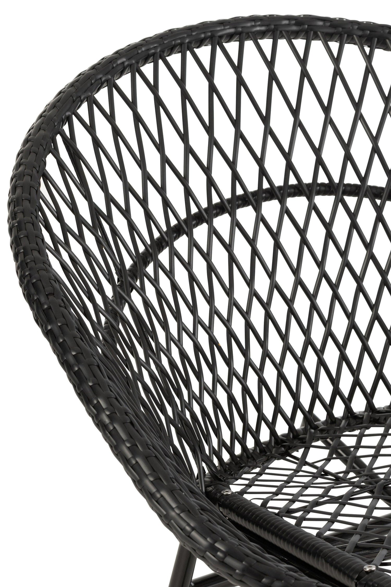 Schommelstoel + Kussen Zayo Metaal/Riet Zwart - Fauteuil - J-Line - livinglovely.nl