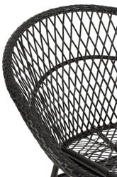 Schommelstoel + Kussen Zayo Metaal/Riet Zwart - Fauteuil - J-Line - livinglovely.nl