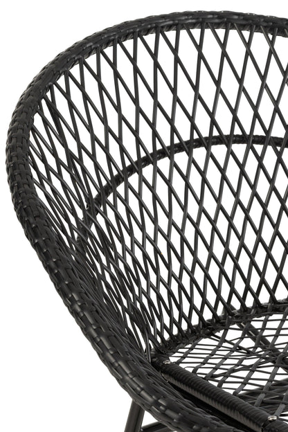 Schommelstoel + Kussen Zayo Metaal/Riet Zwart - Fauteuil - J-Line - livinglovely.nl