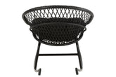 Schommelstoel + Kussen Zayo Metaal/Riet Zwart - Fauteuil - J-Line - livinglovely.nl