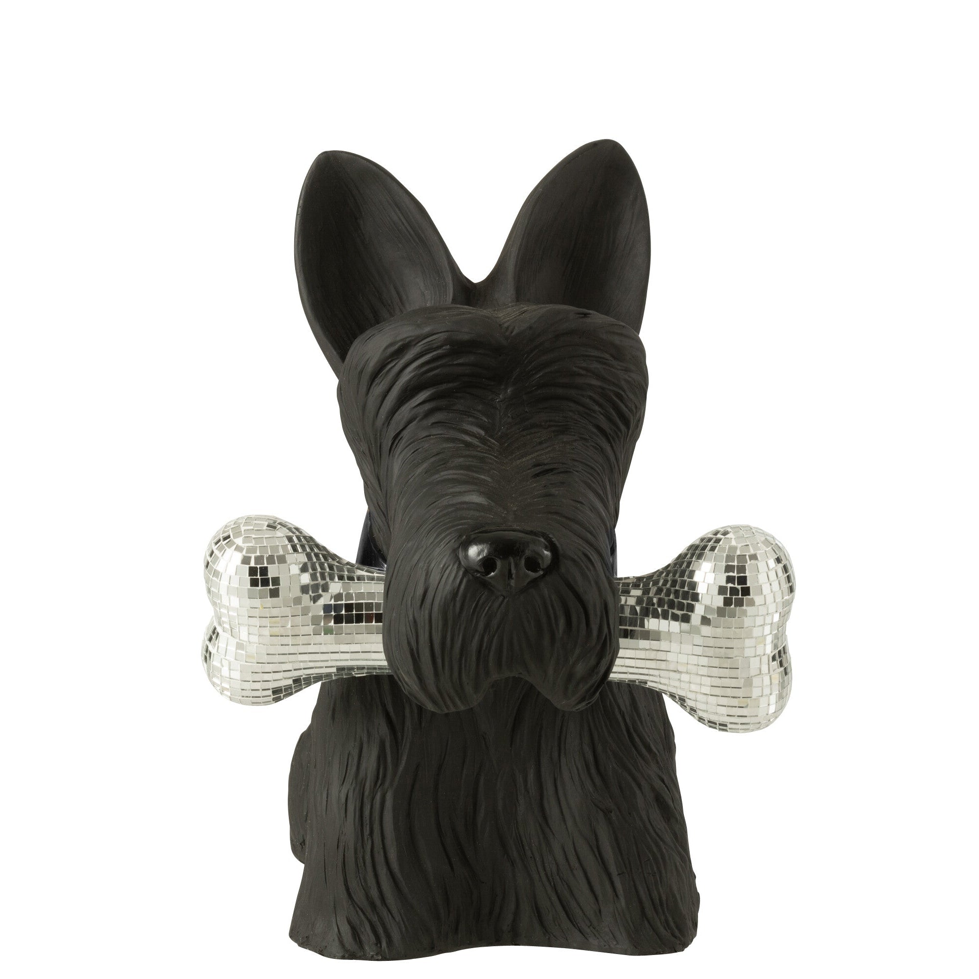 Schotse Terrier + Bot Polyresin Zwart - Beeld - J-Line - livinglovely.nl