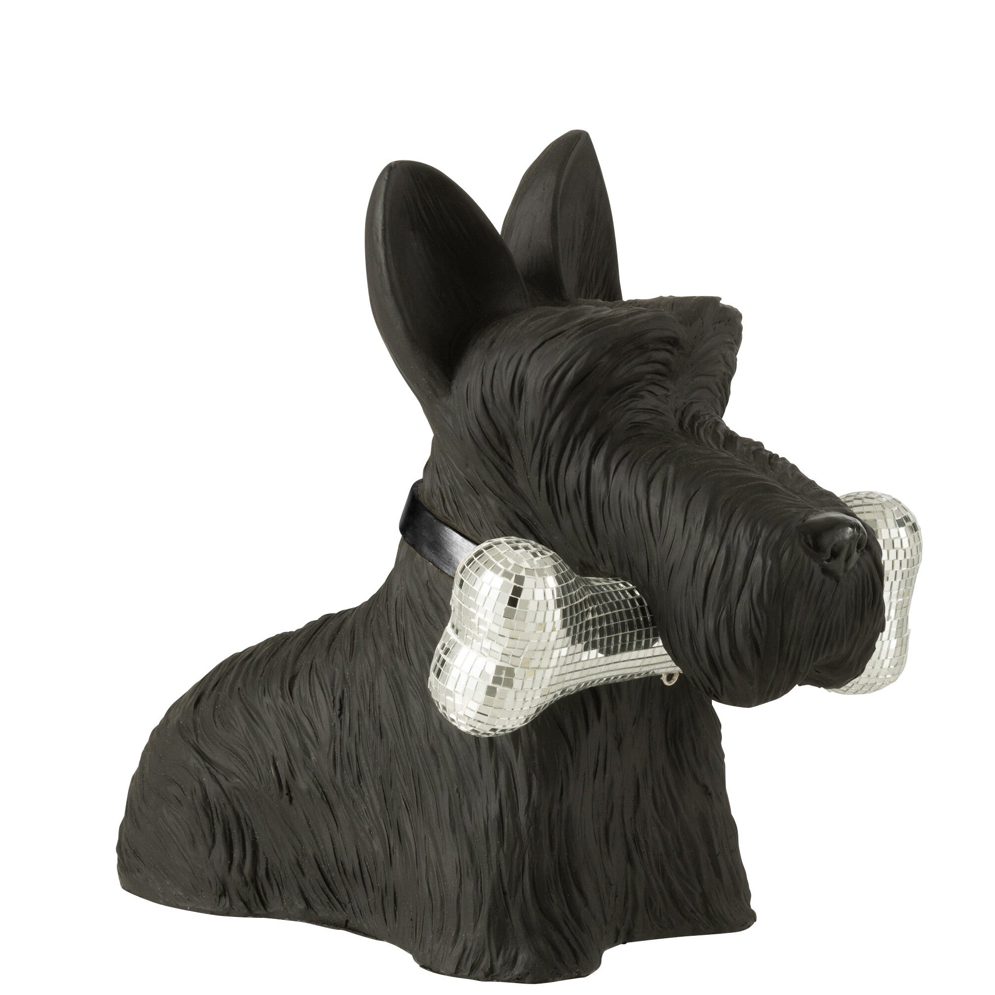 Schotse Terrier + Bot Polyresin Zwart - Beeld - J-Line - livinglovely.nl